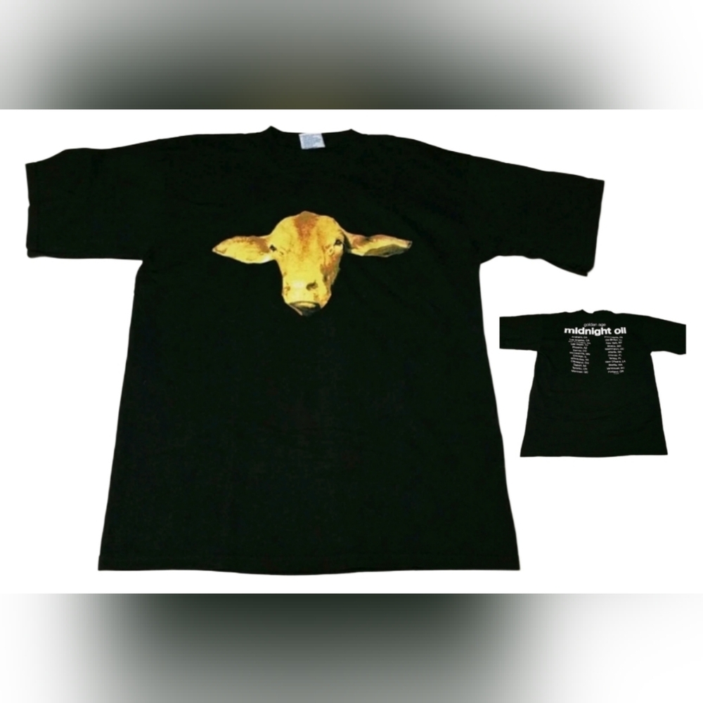 Midnight Oil Golden Age Cow 2001 Concert T-Shirt Large Capricornia Garrett Vtg